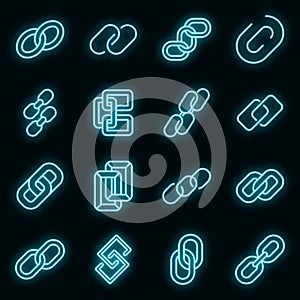 Chain link icons set vector neon