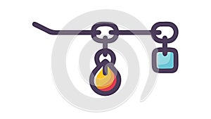 Chain Link with Key & Lock Icon, Security & Access Connection, vector design Generative AI