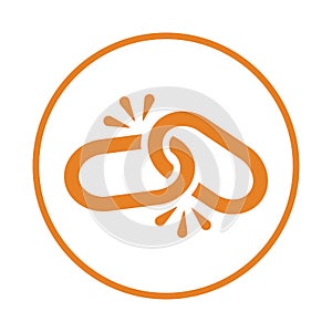 Chain, link, linking, connection icon. Orange vector sketch