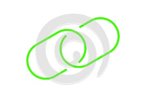 Chain link symbol green for icon, simple hyperlink link chain with line thin style, icon link chain for data ux ui website or