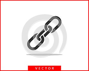 Chain link vector icon. Chainlet element flat design. Concept connection symbol isolated on white background.