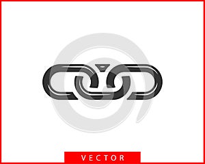 Chain link vector icon. Chainlet element flat design. Concept connection symbol isolated on white background