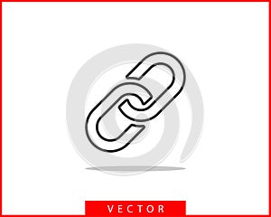 Chain link vector icon. Chainlet element flat design. Concept connection symbol isolated on white background