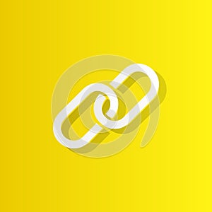 Chain, link white icon with shadow