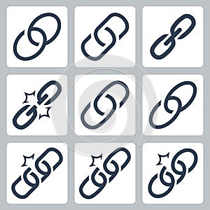 Chain links icon set