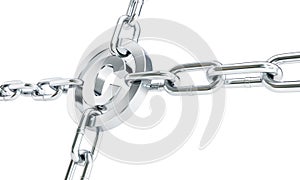 Chain links metal copyright sign