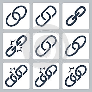 Chain links icon set photo