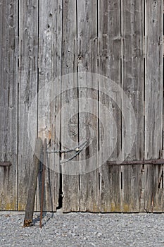 chain lock on wooden wall
