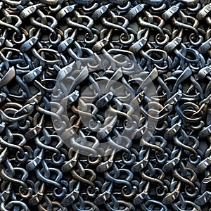 Chain Mail Seamless Pattern, Chain Armour Hauberk Tile Background, Medieval Knight Chainmail Endless Texture