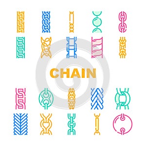 chain metal link icons set vector