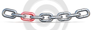 Chain with one red link 3D