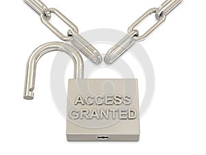 Chain and opened padlock