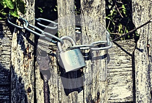Chain and padlock on a gate