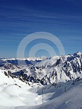 The chain of the Pyreneans covered with snow photo