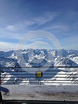 The chain of the Pyreneans covered with snow photo