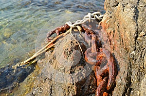 Chain on a rock