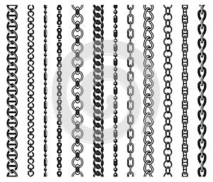 Chain seamless decoration and black pattern set