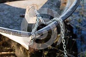 Chain for securing a fishing boat against theft. Moored fishing