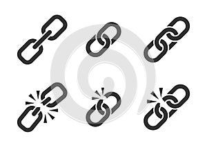 Chain sign set collection icon in flat style. Link vector illustration on white isolated background. Hyperlink business concept