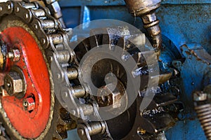 Chain and sprocket of a machine
