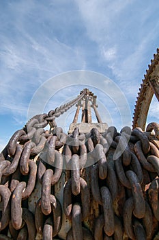 Chain in steel industry, tow chain, old rust chain