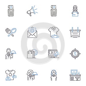 Chain store line icons collection. Franchise, Retail, Convenience, Brand, Shopping, Outlet, Expansion vector and linear