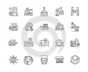 Chain supplies line icons, signs, vector set, outline illustration concept