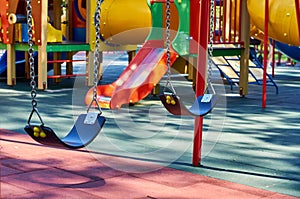 Chain swing for children in the public playground