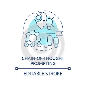 Chain-of-thought prompting soft blue concept icon