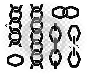 Chain vector template illustration. Vertical metal connected elements on transparent background.