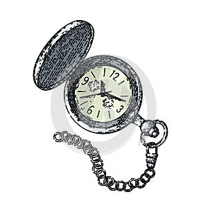 chain watch pocket sketch hand drawn vector