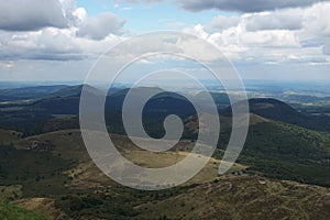 Chaine des Puys from Puy-de-Dome, Orcines, Clermont-Ferrand, Puy-de-Dome, Auvergne-Rhone-Alpes, France