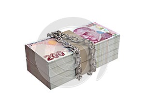 Chained Banknotes isolated.