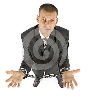 Chained businessman