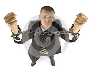Chained businessman
