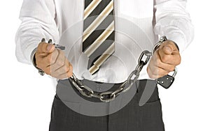 Chained businessman
