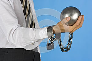 Chained businessman