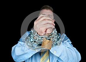 Chained businessman