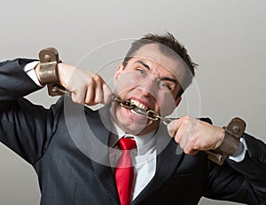 Chained businessman