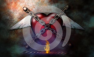 Chained Heart and flame