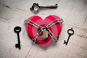 Chained heart with key