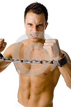 Chained man photo