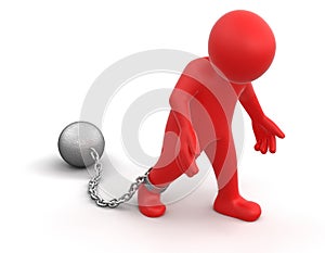 Chained man (clipping path included)