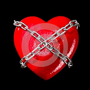 Chained red heart photo