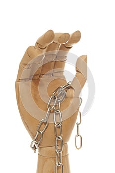 Chained wooden dummy hand