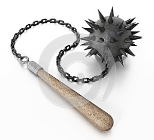 Chaines mace isolated on white background. 3D illustration photo