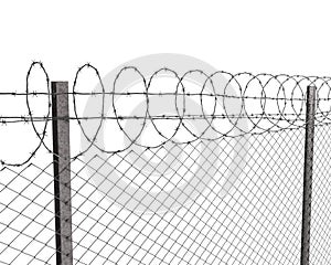 Chainlink fence with barbed wire on top