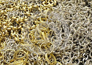 Chains in gold and silver material photo