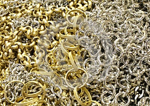 Chains in gold and silver material
