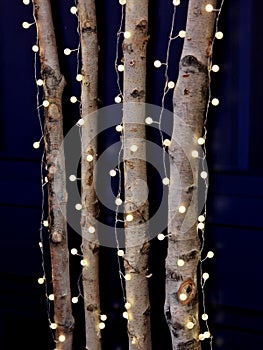 chains of light on a dark blue background resemble a starry sky at night.